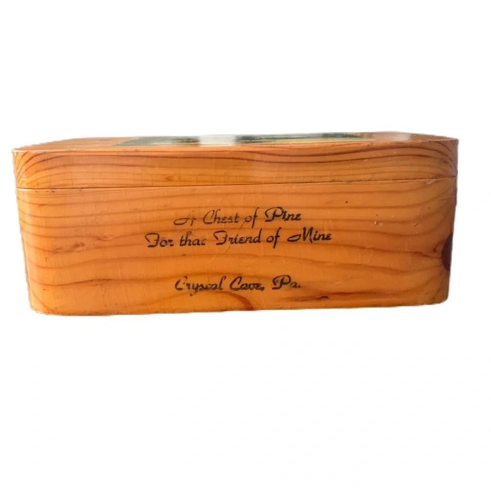 Vintage Crystal Cave PA A Chest of Pine for A Friend of Mine Souvenir Box Style